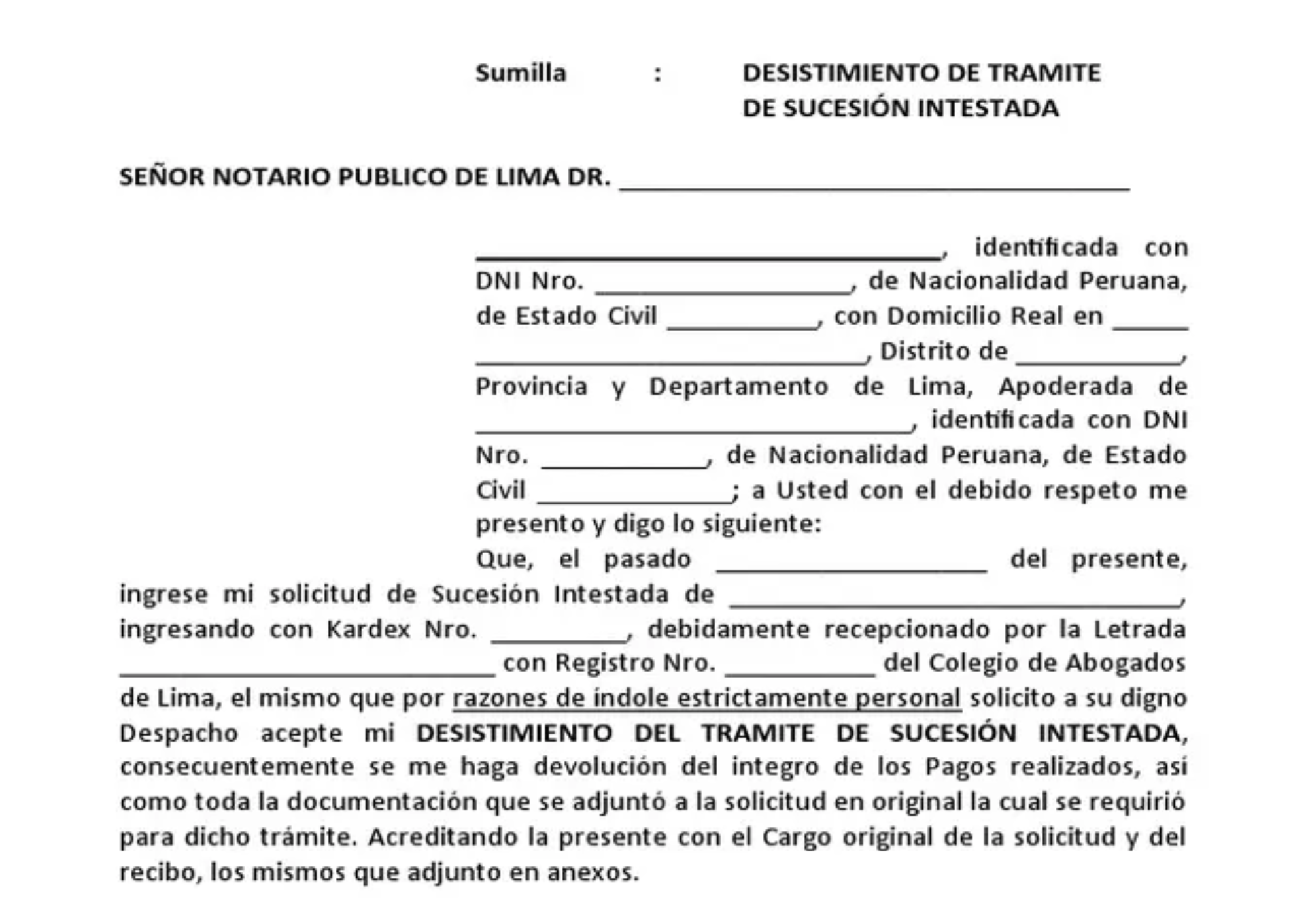 desistimientos